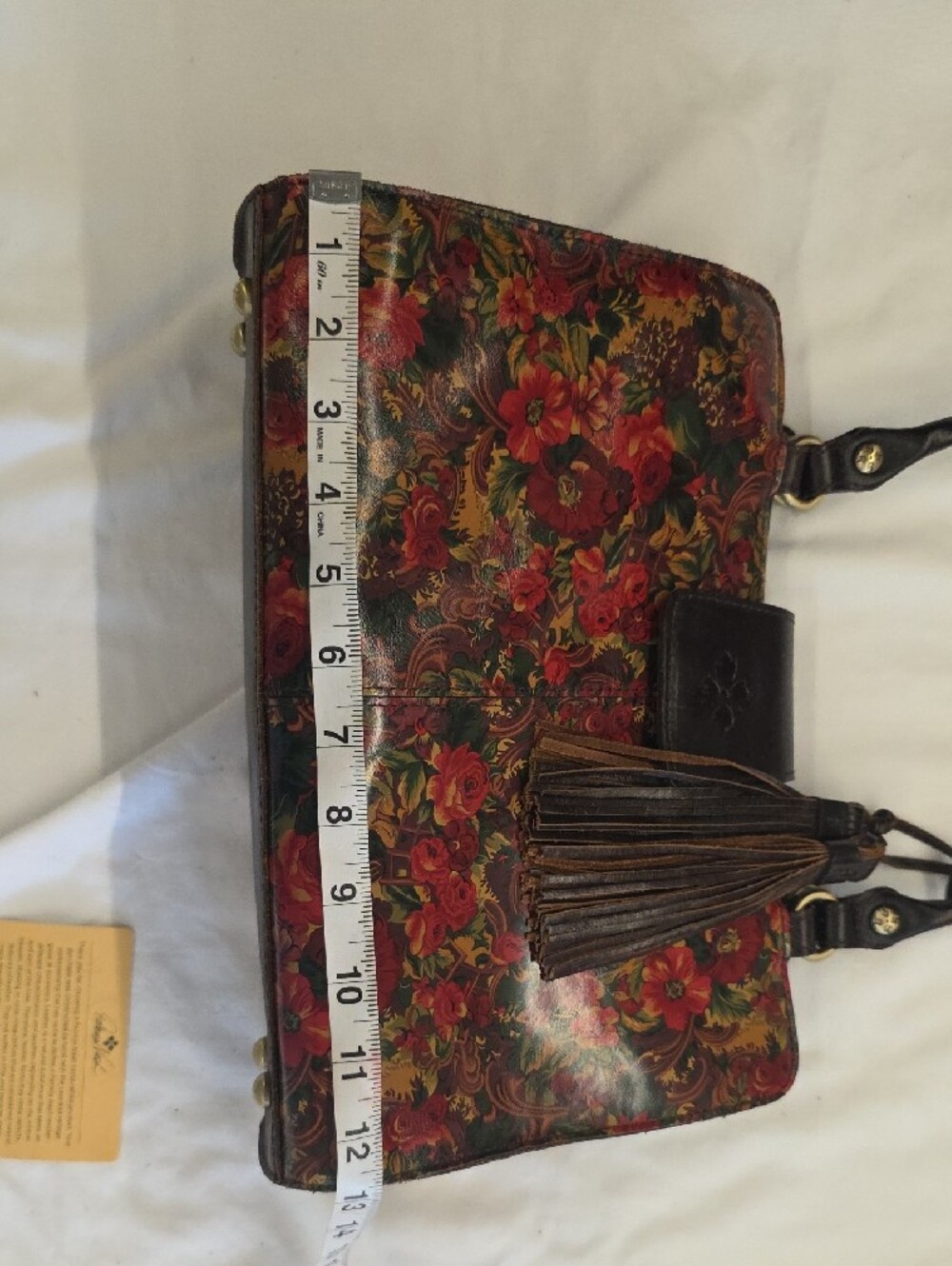 Patricia Nash Golden Rustic Forest Leather Tote Shoulder Bag Floral - Picture 6 of 16